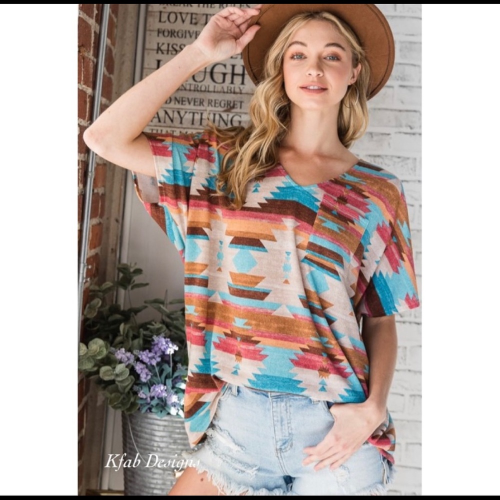 KFab Designs Multicolor Aztec Print Top